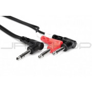 Hosa STP-201RR Insert Cable, Right-angle 1/4 in TRS to Dual Right-angle 1/4 in TS, 1 m