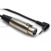 Hosa XVS-101F Camcorder Microphone Cable, XLR3F to Right-angle 3.5 mm TRS, 1 ft